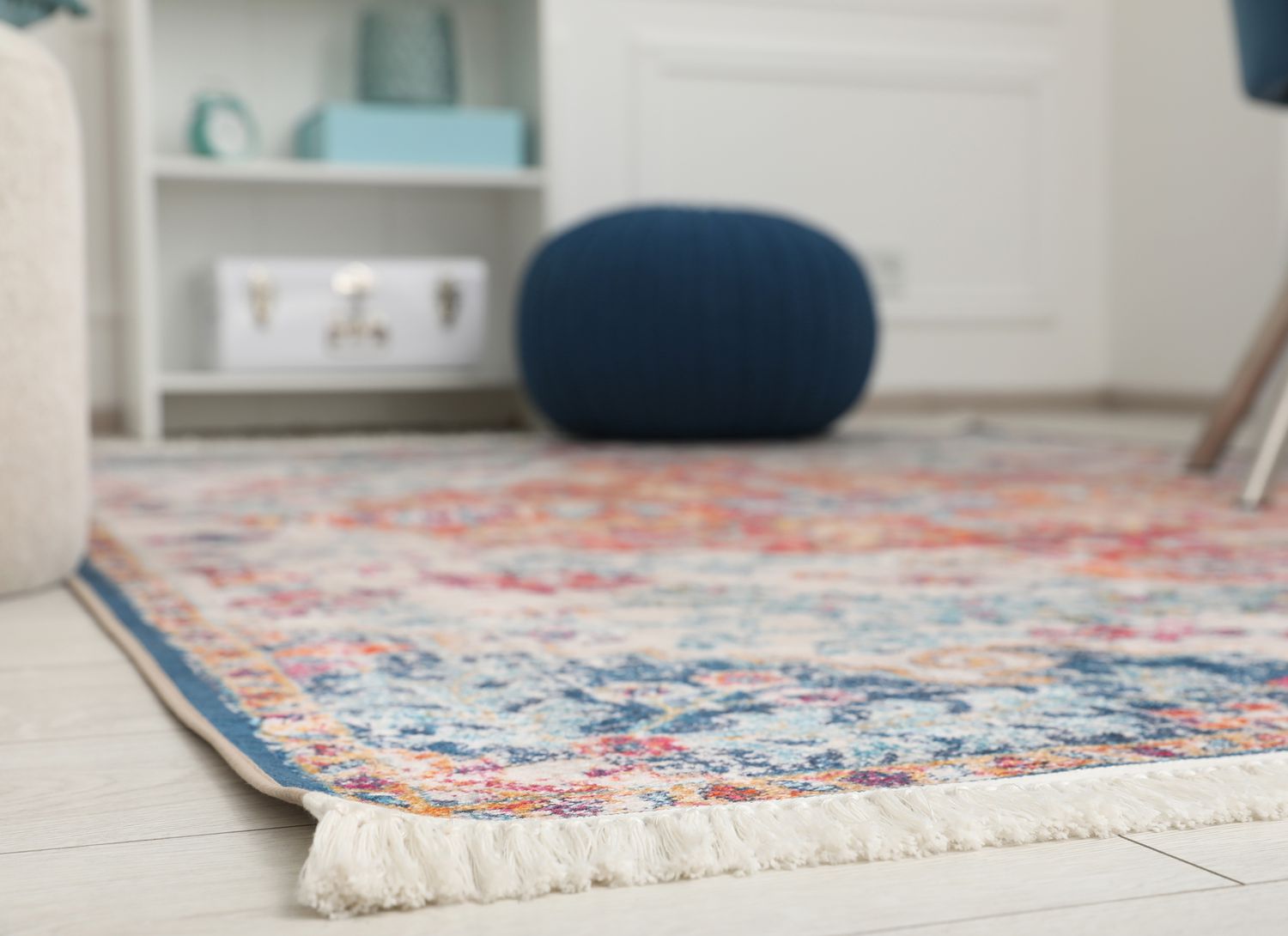 close up of a living room area rug