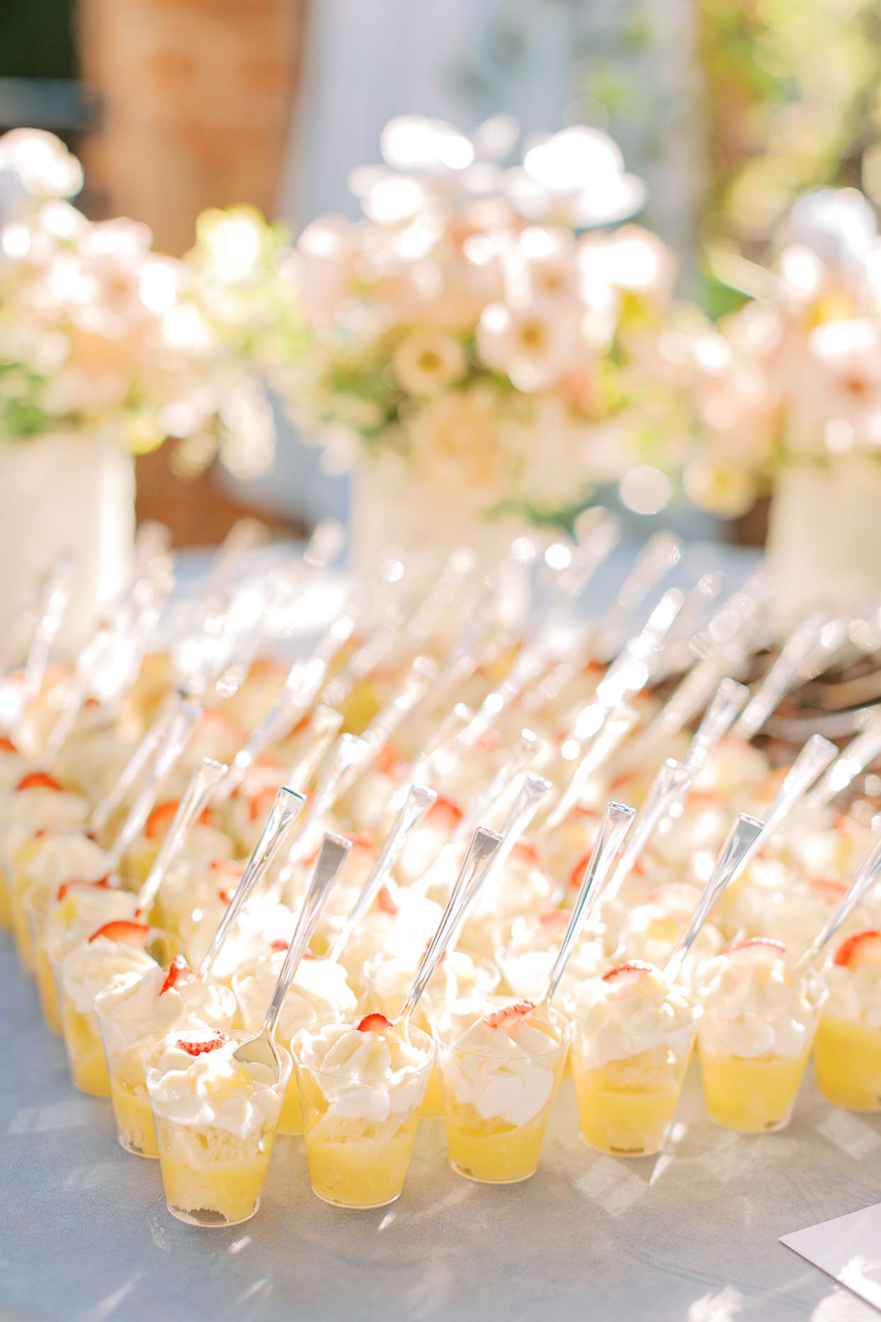small dessert filled wedding food cups