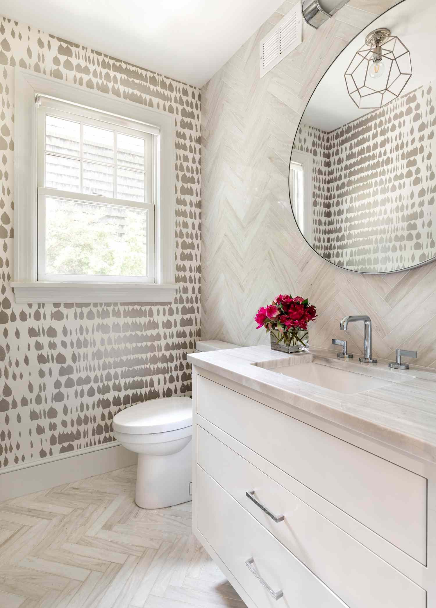 herringbone natural marbled tile